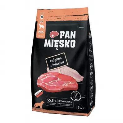 Pan Misko Karma sucha dla psa Cielcina z indykiem chrupki XL 9 kg