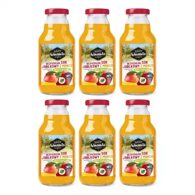 Sady Wincenta Sok 100% jabkowy z mango naturalnie mtny toczony NFC Zestaw 6 x 330 ml