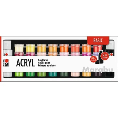 Marabu Farby akrylowe Basic 32x3,5ml, 2x59ml
