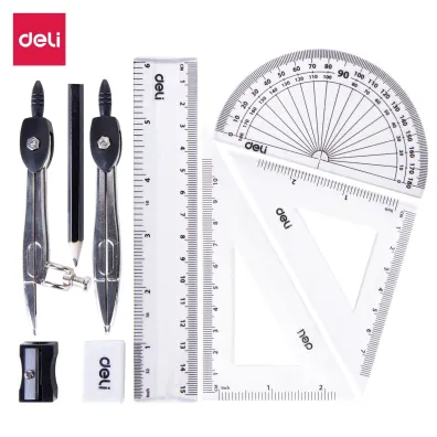 Deli Zestaw geometryczny Orbit z cyrklem 9 element�w