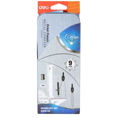 Deli Zestaw geometryczny Orbit z cyrklem 9 element�w