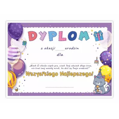 LearnHow Dyplom A5 urodzinowy - Balony 5 szt.