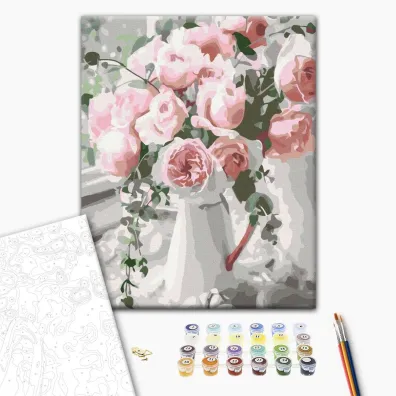 Brushme Malowanie po numerach - Bukiet delikatnych r� 40x50cm
