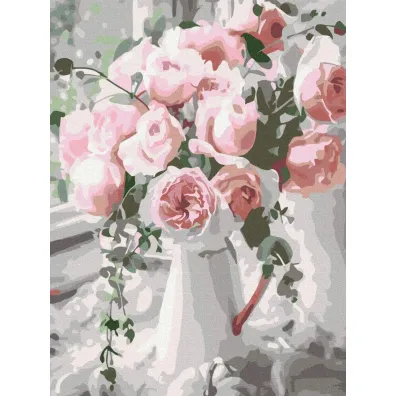 Brushme Malowanie po numerach - Bukiet delikatnych r� 40x50cm