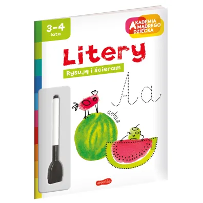 Litery. Akademia m�drego dziecka. Rysuj� i �cieram
