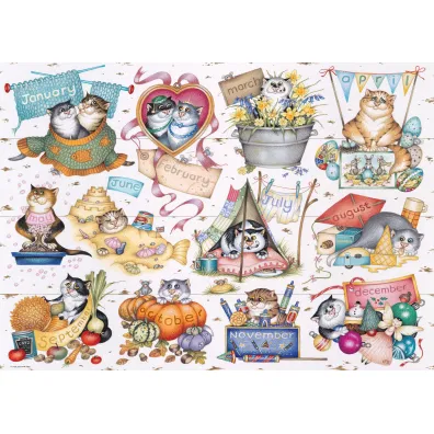 Puzzle 1000 el. Crazy Cats Kalendarz Ravensburger