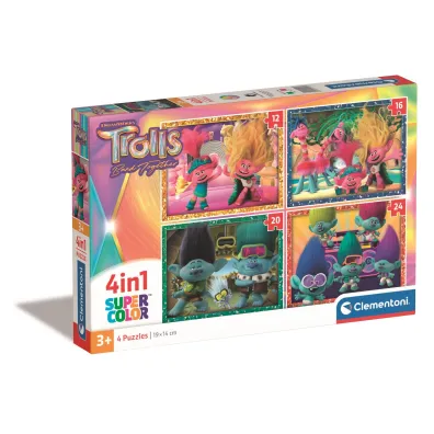 Puzzle 4w1 - SuperColor. Trolls 3 (12+16+20+24 el.) Clementoni