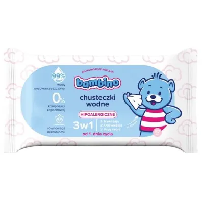 Bambino Chusteczki nawil�ane dla dzieci wodne 3w1 57 szt.