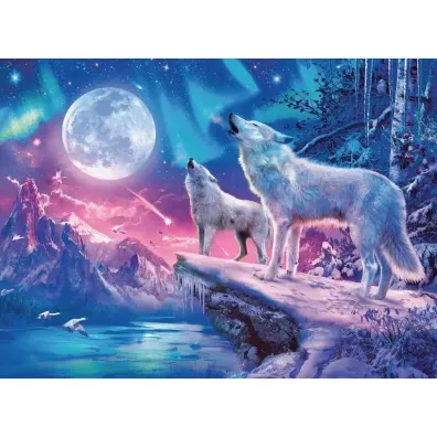 Puzzle 500 el. �wiec�ce w ciemno�ci - Wilk w zorzy polarnej Ravensburger