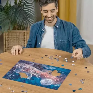 Puzzle 500 el. �wiec�ce w ciemno�ci - Wilk w zorzy polarnej Ravensburger