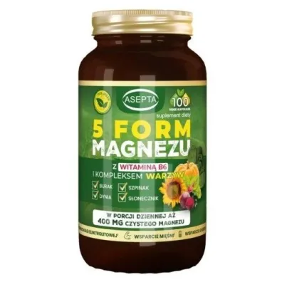 Asepta 5 Form Magnez Suplement diety 100 kaps.