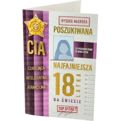 Yeku Karnet Urodziny 18 dziewczyna poszukiwana