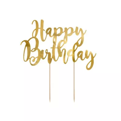 PartyDeco Topper na tort Happy Birthday z�oty 22.5 cm