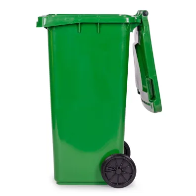 Multistore Kosz na smieci pojemnik kube� �mietnik zielony szk�o gumowe ko�a 120 l