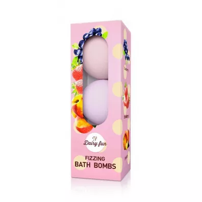 Dairy Fun Fizzing Bath Bombs musuj�ce kule do k�pieli Jagoda Truskawka Brzoskwinia 3 x 100 g