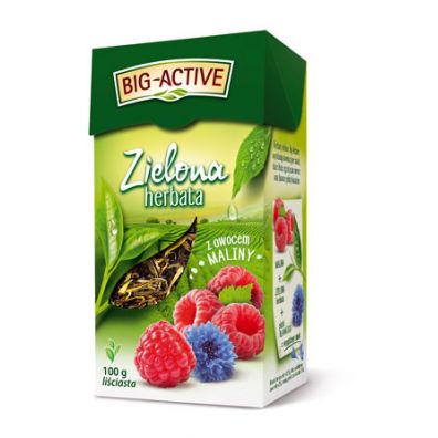 Big-Active Herbata zielona liściasta z owocem maliny 100 g