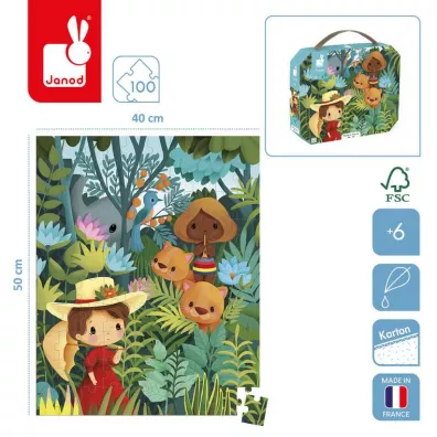 Puzzle w walizce Obraz inspirowany twrczoci Rousseau 100 elementw 6+ Janod