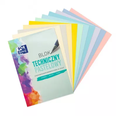 Oxford Blok techniczny A4 pastelowy 10 kartek