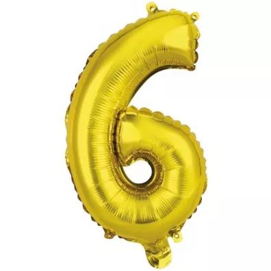 Amscan Balon foliowy mini cyfra 6 z�ota 29x40cm