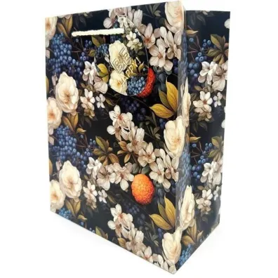 Fresh Torebka ozdobna matowa 18x23x10cm Bia�e Kwiaty