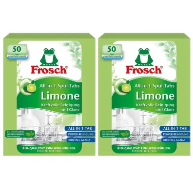 Frosch Tabletki do zmywarek All in One limonkowe zestaw 2 x 50 szt.