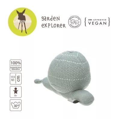 Lassig Dziergana przytulanka z grzechotk Garden Explorer limak szarozielony