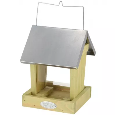 Esschert Design Karmnik dla ptakw wiszcy z cynkowym daszkiem 16x22 cm