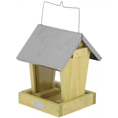 Esschert Design Karmnik dla ptakw wiszcy z cynkowym daszkiem 16x22 cm