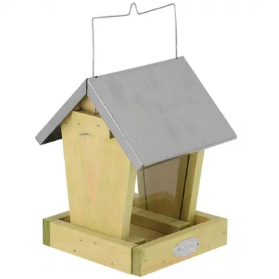 Esschert Design Karmnik dla ptakw wiszcy z cynkowym daszkiem 16x22 cm