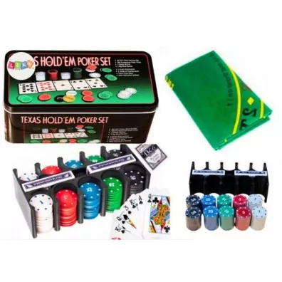 Zestaw do gry w pokera plansza 2 talie kart �etony LeanToys