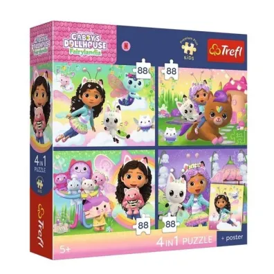 Puzzle 4w1 Premium Kocie Harce Gabby TREFL 34694