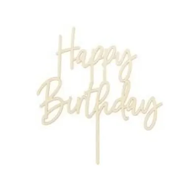 PartyDeco Topper drewniany Happy Birthday 16.5cm