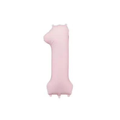 PartyDeco Balon foliowy cyfra 1 86cm jasny rowy
