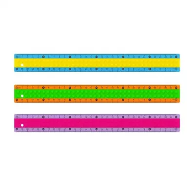 Linijka plastikowa w ksztacie klocka 30cm MIX