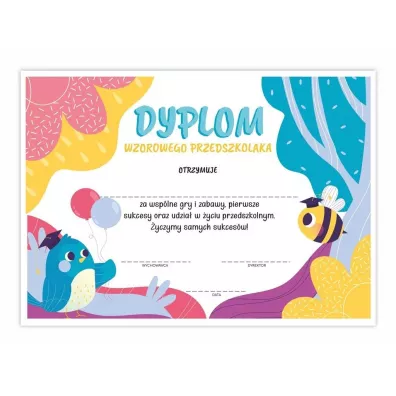 LearnHow Dyplom A4 wzorowego Przedszkolaka - Ptaszek