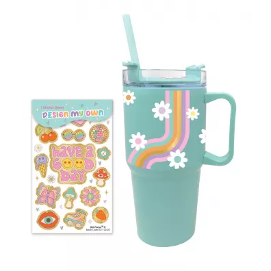 Pecoware Metalowy kubek z uchem i somk Stokrotki 600 ml