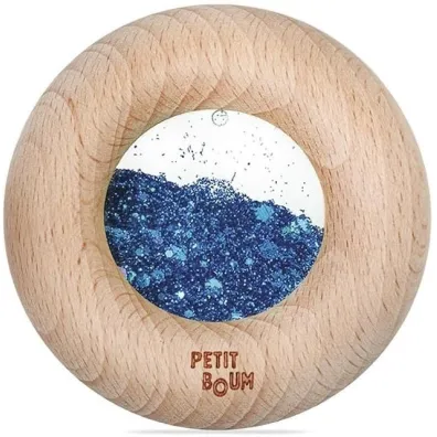 Drewniana zabawka sensoryczna Donut Calm niebieski Petit Boum