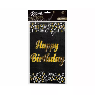 Godan Obrus foliowy B&C Happy Birthday czarny 137x183 cm