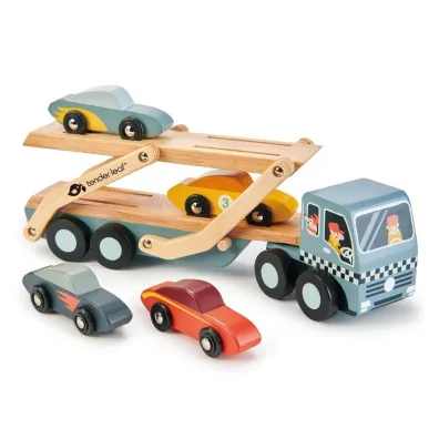 Laweta z samochodami drewniana Tender Leaf Toys