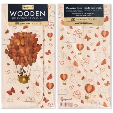 Cozywood Koperta upominkowa drewniana �lub balon motyle