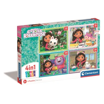 Puzzle 4w1 - SuperColor. Koci Domek Gabi (12+16+20+24 el.) Clementoni