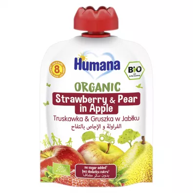 Humana Mus jabko-gruszka-truskawka po 8 miesicu 100% Organic Quality 90 g Bio