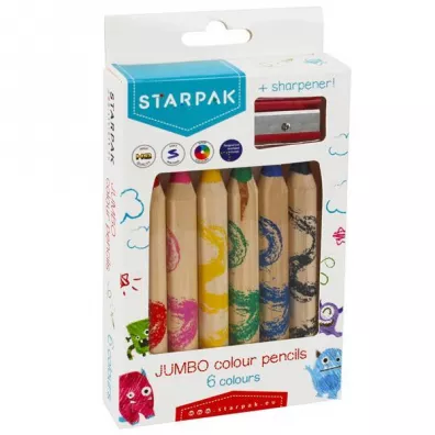 Starpak Kredki owkowe Jumbo + temperwka 6 szt.