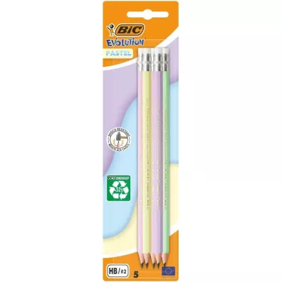Bic O��wek z gumk� Evolution Pastel 5 szt.