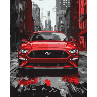 Ideyka Malowanie po numerach - Czerwony mustang 40x50cm