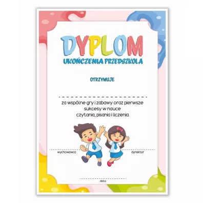 LearnHow Dyplom A4 uko�czenia przedszkola - r�owy