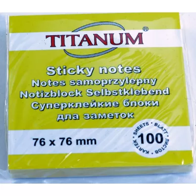 Titanum Notes samoprzylepny ��ty 76x76mm 100 kartek