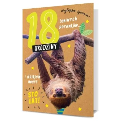 Pan Dragon Karnet B6 18-te urodziny leniwiec