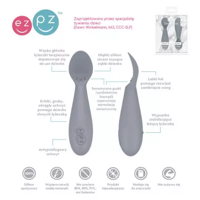 Ezpz Silikonowa �y�eczka Tiny Spoon szara 2 szt.