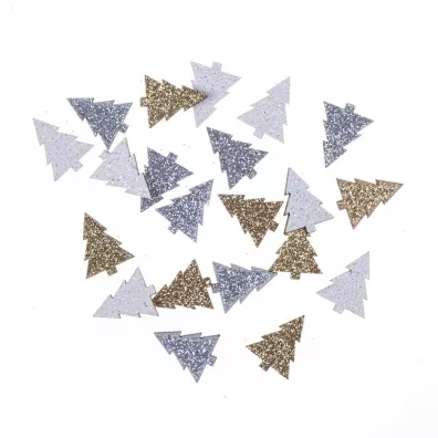 dpCraft Drewniane brokatowe choinki 1,5x2cm